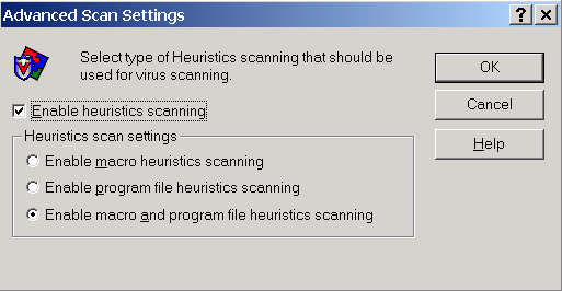 McAfee - Advanced Scan Settings